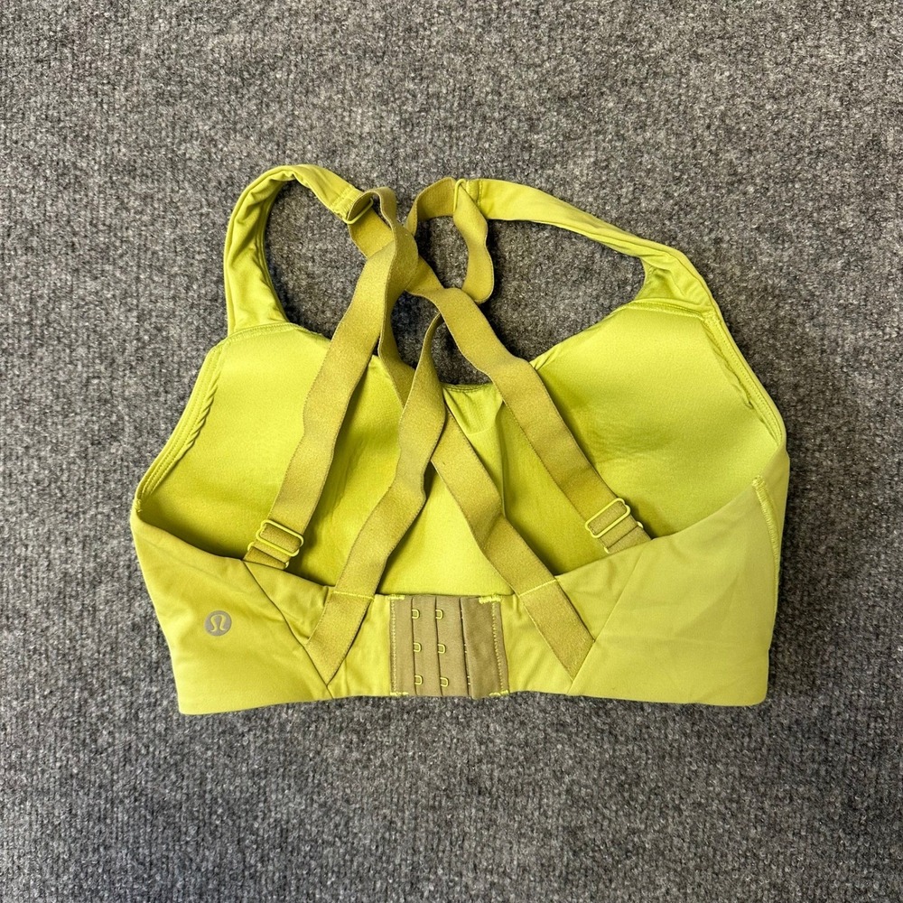 Lululemon Sports Bra Womens Size 32DD Lime Green High Impact Cross Back Athletic